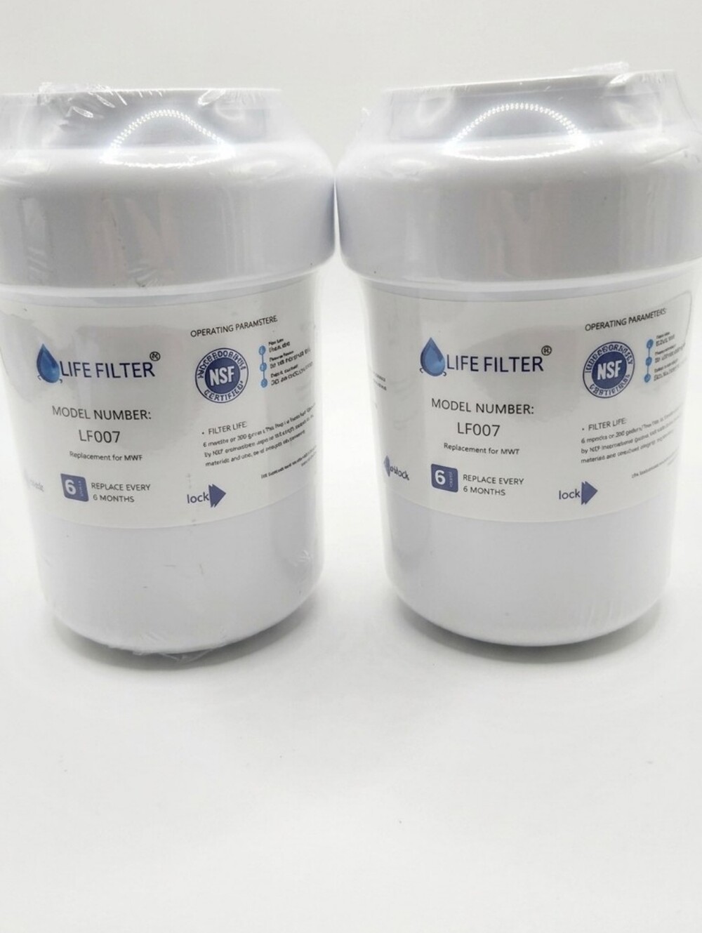 2- Pack LF007 Refrigerator Water Filter Replacement.